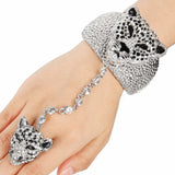 Tuliper Luxury Panther Leopard Animal Bracelet Ring Set Austrian Crystal Bangle Set