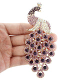 Tuliper Luxury Peacock Peafowl Animal Pin Pendant Austrian Crystal Brooch