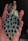 Tuliper Luxury Peacock Peafowl Pendant Blue Austrian Crystal Brooch