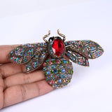 Tuliper Luxury Queen Bee Animal Insect Brooch Pins Austrian Crystal Rhinestone Brooches