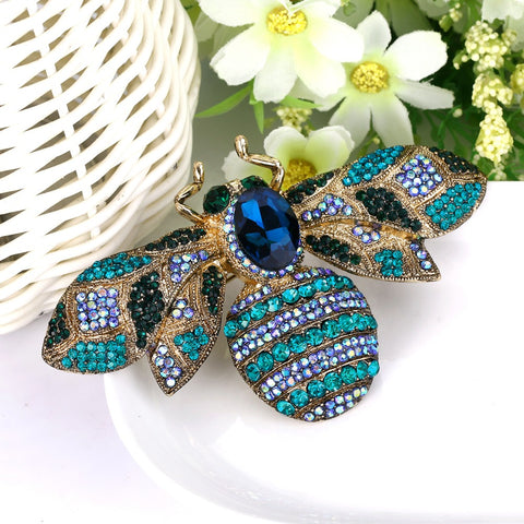 Tuliper Luxury Queen Bee Animal Insect Brooch Pins Austrian Crystal Rhinestone Brooches