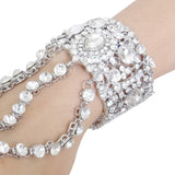 Tuliper Luxury Teardrop Bridal Bangle Ring Set Austrian Crystal Rhinestone Bracelet