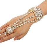 Tuliper Luxury Teardrop Bridal Bangle Ring Set Austrian Crystal Rhinestone Bracelet