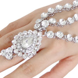 Tuliper Luxury Teardrop Bridal Bangle Ring Set Austrian Crystal Rhinestone Bracelet