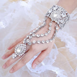 Tuliper Luxury Teardrop Bridal Bangle Ring Set Austrian Crystal Rhinestone Bracelet