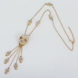 Tuliper Multi Skeleton Skull Tassel Pendant Necklace Austrian Crystal Rhinestone Long Chain Necklace