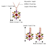 Tuliper Multi-color Flower Bridal Necklace Earrings Set Cubic Zircon