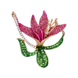 Tuliper Orchid Flower Brooch Pin Austrian Crystal Enamel Brooches