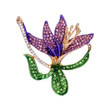 Tuliper Orchid Flower Brooch Pin Austrian Crystal Enamel Brooches