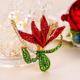 Tuliper Orchid Flower Brooch Pin Austrian Crystal Enamel Brooches