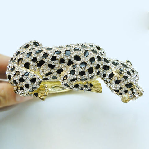 Tuliper Panther Leopard Animal Bracelet Bangle Austrian Crystal Rhinestone Bracelet