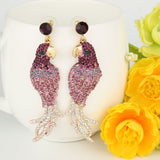 Tuliper Parrot Animal Earrings Austrian Crystal Rhinestone Earrings