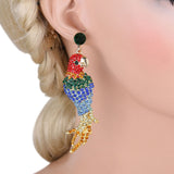 Tuliper Parrot Animal Earrings Austrian Crystal Rhinestone Earrings