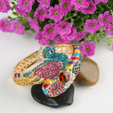 Tuliper Peacock Peafowl Animal Bracelet Bangle Austrian Crystal Enamel Bracelet