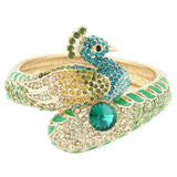 Tuliper Peacock Peafowl Animal Bracelet Bangle Austrian Crystal Enamel Bracelet