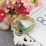 Tuliper Peacock Peafowl Animal Bracelet Bangle Austrian Crystal Enamel Bracelet