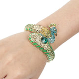 Tuliper Peacock Peafowl Animal Bracelet Bangle Austrian Crystal Enamel Bracelet