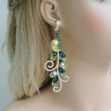 Tuliper Peacock Peafowl Animal Earrings Austrian Crystal Earrings