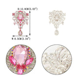 Tuliper Pink Bridal Golden Plated Flower Rhinestone Austrian Crystal Hollow Charm Brooches