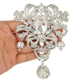 Tuliper Pink Bridal Golden Plated Flower Rhinestone Austrian Crystal Hollow Charm Brooches