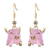 Tuliper Pink Enamel Pig Animal Jewelry Set