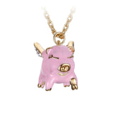 Tuliper Pink Enamel Pig Animal Jewelry Set