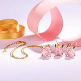 Tuliper Pink Enamel Pig Animal Jewelry Set