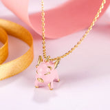 Tuliper Pink Enamel Pig Animal Jewelry Set