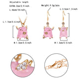 Tuliper Pink Enamel Pig Animal Jewelry Set