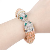 Tuliper Pink Panther Leopard Kiss Bracelets & Bangles Austrian Crystal Rhinestone Animal Bangle Cuff