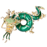 Tuliper Powerful Dragon Animal Brooch Pin Austrian Crystal Enamel Brooches