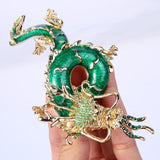 Tuliper Powerful Dragon Animal Brooch Pin Austrian Crystal Enamel Brooches