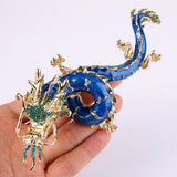 Tuliper Powerful Dragon Animal Brooch Pin Austrian Crystal Enamel Brooches