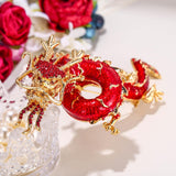 Tuliper Powerful Dragon Animal Brooch Pin Austrian Crystal Enamel Brooches