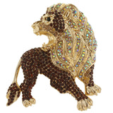 Tuliper Powerful Lion Wildlife Austrian Crystal Rhinestone Brooches