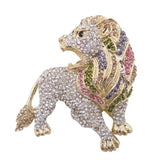 Tuliper Powerful Lion Wildlife Austrian Crystal Rhinestone Brooches