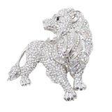 Tuliper Powerful Lion Wildlife Austrian Crystal Rhinestone Brooches