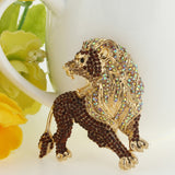 Tuliper Powerful Lion Wildlife Austrian Crystal Rhinestone Brooches