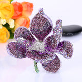 Tuliper Purple Orchid Flower Bloom Austrian Crystal Rhinestone Brooches