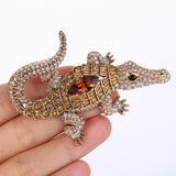 Tuliper Retro Crocodile Alligator Animal Brooch Pin Austrian Crystal Brooches