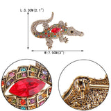 Tuliper Retro Crocodile Alligator Animal Brooch Pin Austrian Crystal Brooches