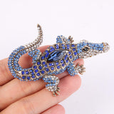 Tuliper Retro Crocodile Alligator Animal Brooch Pin Austrian Crystal Brooches