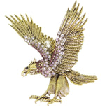 Tuliper Retro Eagle Hawk Animal Pin Austrian Crystal Brooch