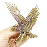 Tuliper Retro Eagle Hawk Animal Pin Austrian Crystal Brooch