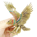 Tuliper Retro Eagle Hawk Animal Pin Austrian Crystal Brooch