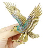 Tuliper Retro Eagle Hawk Animal Pin Austrian Crystal Brooch