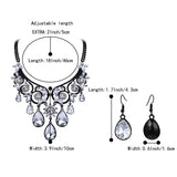 Tuliper Retro Flower Teardrop Necklace Earrings Austrian Crystal Jewelry Set