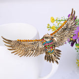 Tuliper Retro Flying Eagle Hawk Animal Pin Austrian Crystal Brooch