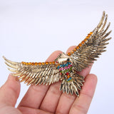 Tuliper Retro Flying Eagle Hawk Animal Pin Austrian Crystal Brooch