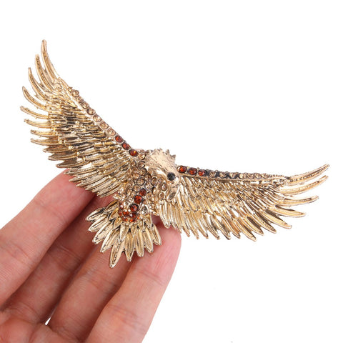 Tuliper Retro Flying Eagle Hawk Animal Pin Austrian Crystal Brooch